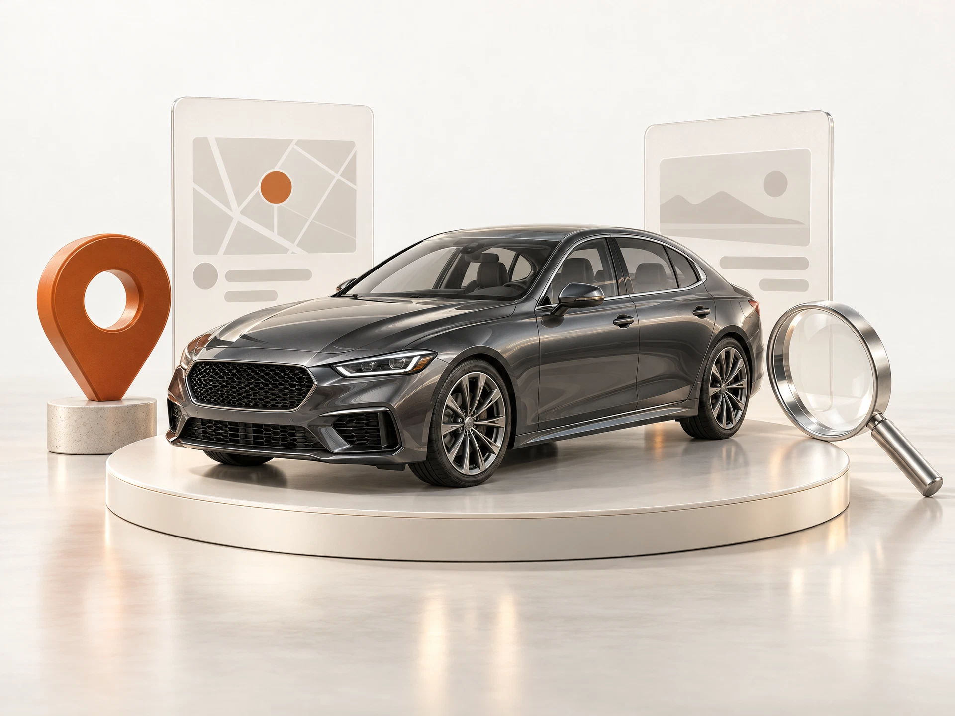 Polished 3D concept for Daily FSBO Vehicle Finder: Independent car dealers & inventory buyers